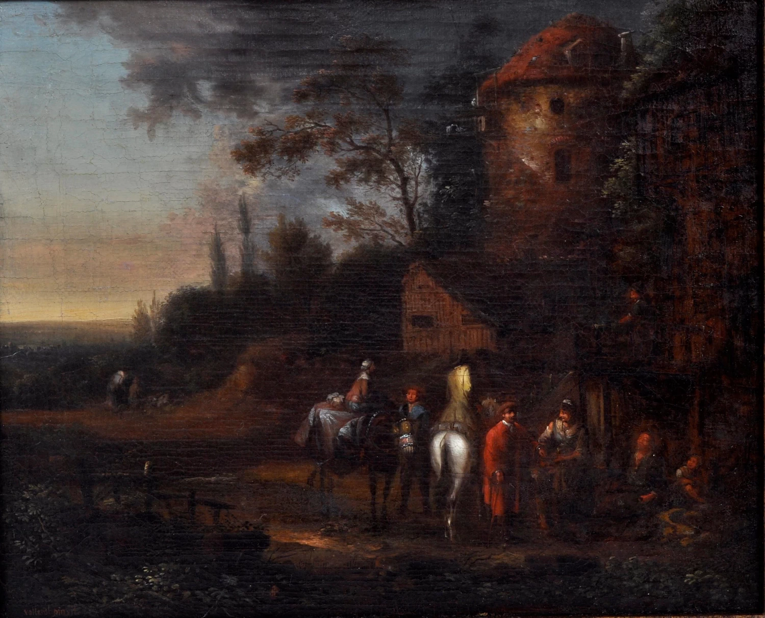 Johann Christian Vollerdt - Viaggiatori davanti a un ostello